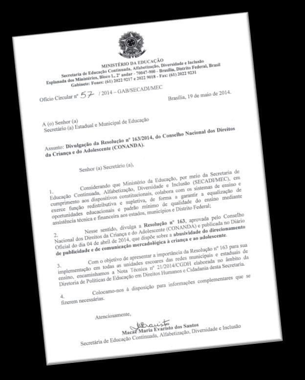 DOCUMENTOS BRASILEIROS Ministério da Educação: Nota Técnica 21/2014/CGDH/DPEDHC/SECADI/MEC (2014) (.