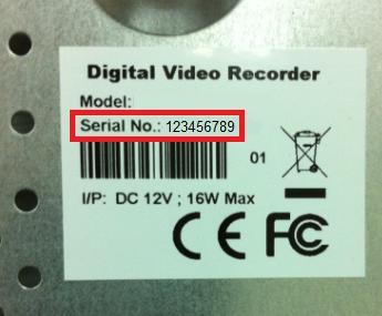 - Número Serial: O número Serial do DVR pode ser encontrado no lado de fora da caixa que foi