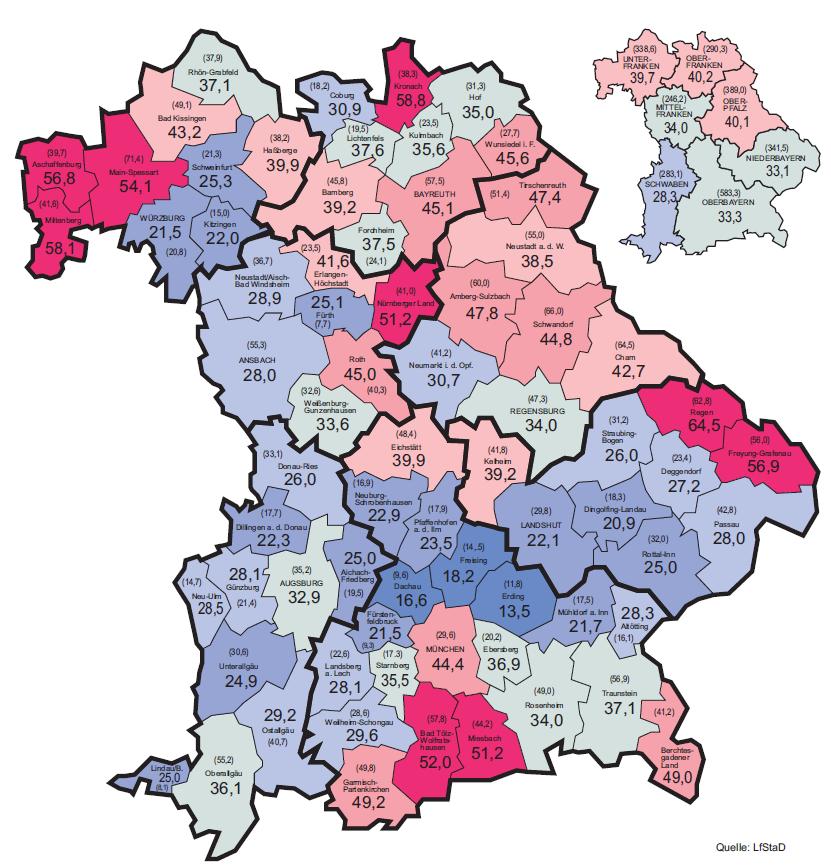 2012 Mapa 5: Proporção da superfície coberta pelas florestas (em %) e