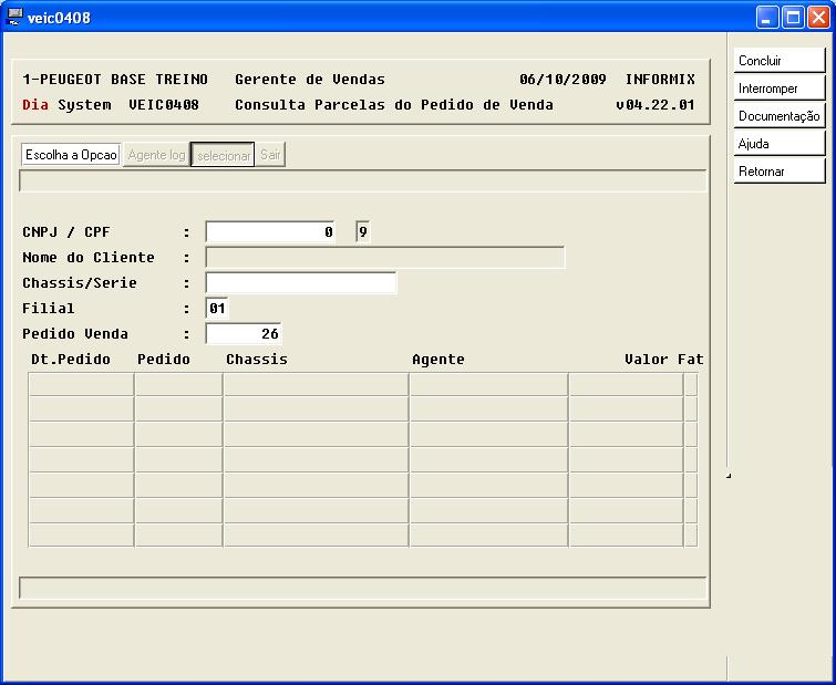 Use qualquer um dos critérios de pesquisa para consultar as parcelas: