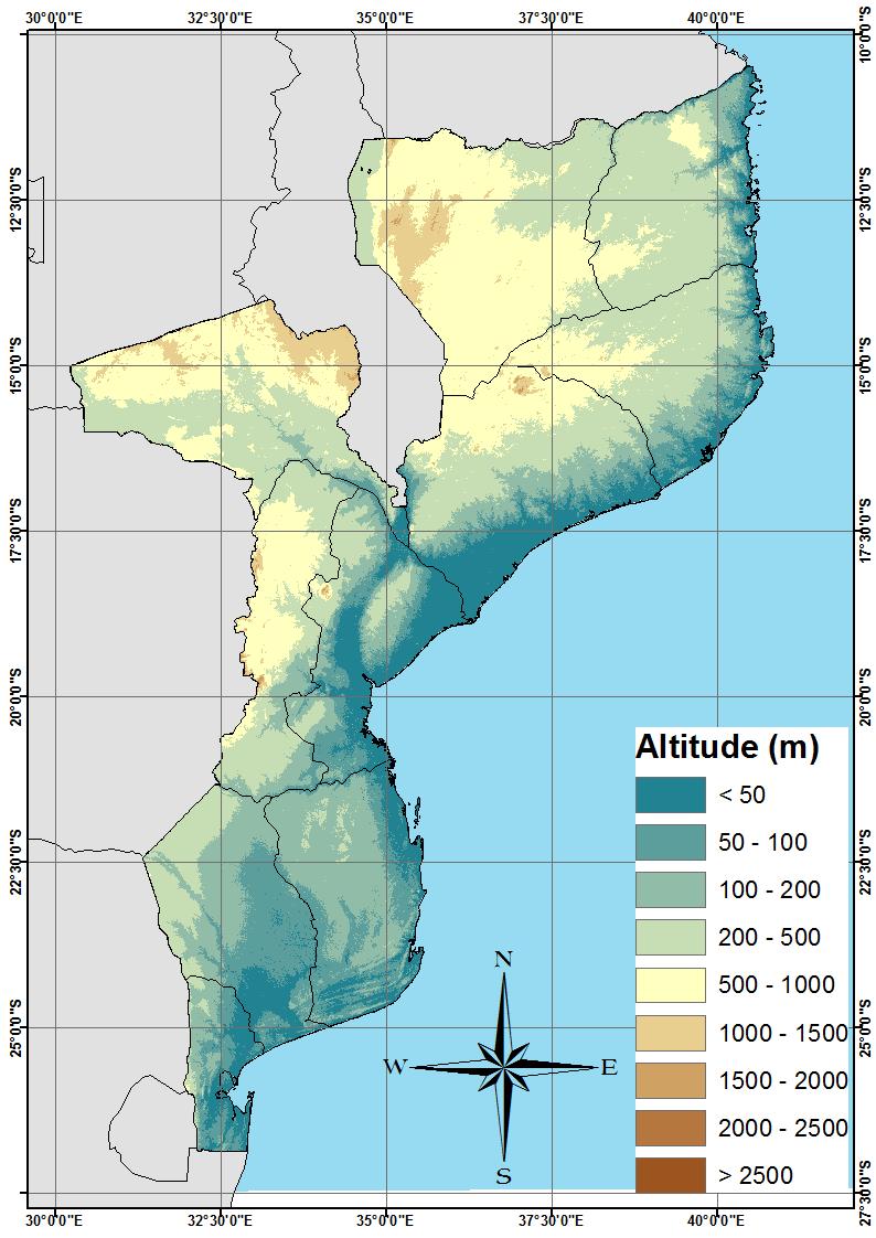 CARACTERÍSTCAS DE MOÇAMBIQUE CAPÍTULO 2 2 Características de Moçambique Moçambique localiza-se no sudeste do continente Africano entre as latitudes 10 27 S e 26 52 S e as longitudes 30 12 L e 40