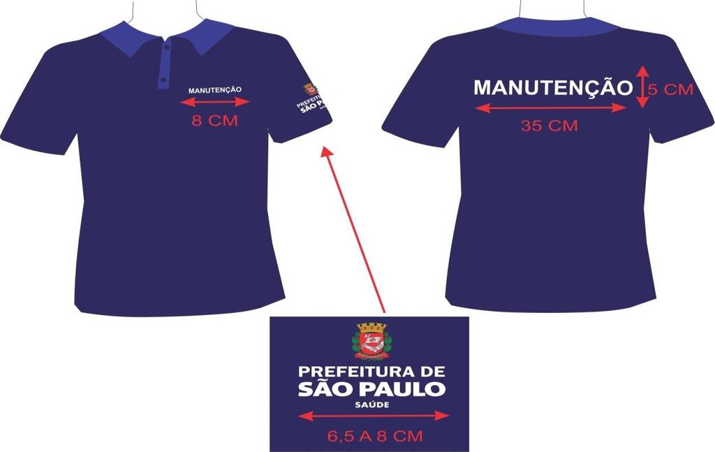 Item 29 Camisa pólo Téc de Manutenção Camisa pólo manga curta, cor azul-marinho, (em malha PV 67% de poliéster e 33% de viscose), três botões azul em perolado de primeira linha.