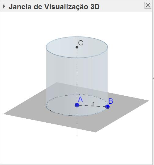 ATIVIDADE 6: ESFERA INSCRITA NO CILINDRO 1. De acordo com as orientações contidas na Ficha de Trabalho 4, iniciamos pela construção da base do cilindro ne reto na janela 2D.