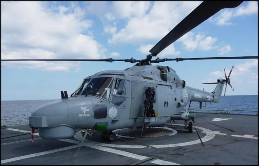A fragata Portuguesa, para a missão de anti pirataria, tinha sido guarnecida com um helicóptero Lynx MK95, que possui numa das portas, uma metralhadora.50cal.