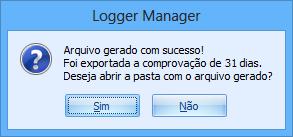 Após a exportação do arquivo é exibido uma mensagem informando sobre a