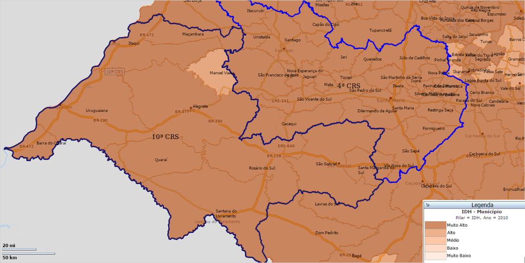 O IDH específico para o Envelhecimento está apresentado no mapa a seguir, onde observamos que a grande maioria dos municípios da região já alcançou um patamar