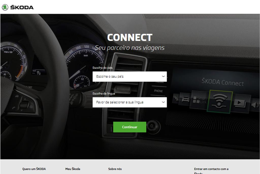 Connect Portal A utilização dos serviços online ŠKODA Connect exige um registo anterior do utilizador e do no site Connect Porta assim como uma ativação dos