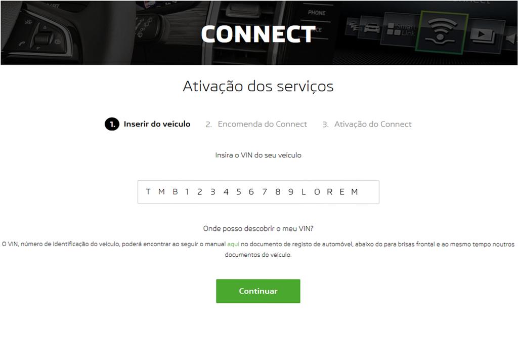 3. Introduza o número de identificação do veículo de 7 dígitos (VIN) do seu veículo.