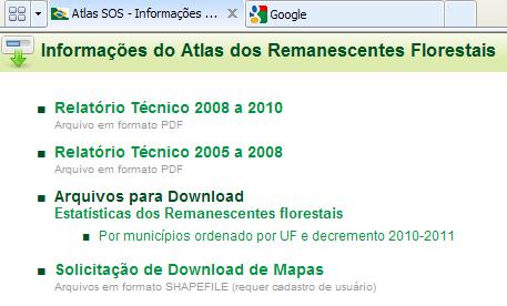 Atlas dos Remanescentes da Mata