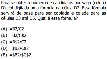 Questão 21 Para responder às questões, considere a planilha MS-Excel