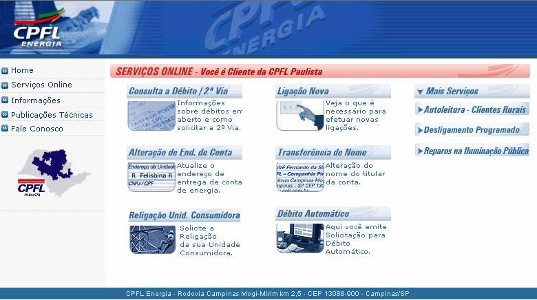 Visualização do Portal CPFL