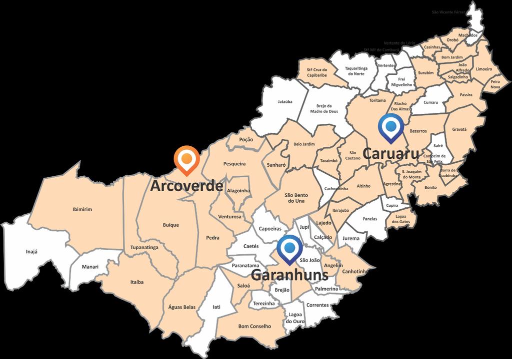 Agreste Municípios Atendidos até Setembro/2016: 45 Total de municípios: 74 Meta de atendimento: 40 Dezembro / 2015 Caruaru Garanhuns Arcoverde