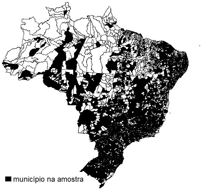 7 Figura 1 - Território dos municípios cobertos na amostra Desta forma, o período amostral analisado engloba três mandatos municipais: (i) 2001 a 2004, com prefeitos eleitos em outubro de 2000; (ii)