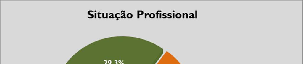 Gráfico 1 - Situação profissional dos respondents. Após a conclusão do curso, 43,4% dos 1.735 diplomados não prosseguiram estudos no ensino superior.