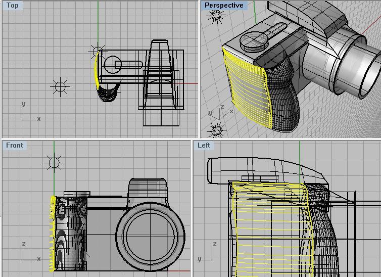 chão para que extrudemos a curva sobre esse linha em Surface>Extrude