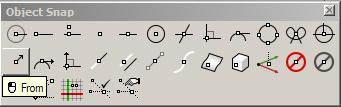 3. Ligamos a barra de ferramentas defaut.object Snap para utilizamos em seguida o comando From.