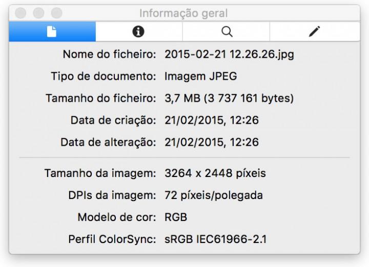 Como podemos ver pelas imagens, esta janela dá-nos informações detalhadas do nome do ficheiro, do tipo do ficheiro, tamanho, data de criação e alteração, além de outros detalhes relacionados com a