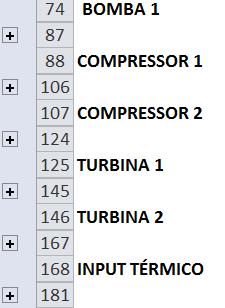 Tabela 3 Legenda utilizada na Planilha LEGENDA INPUT GERADO PUBLICADO As equações utilizadas para a modelagem dos equipamentos (compressores e tur inas) são