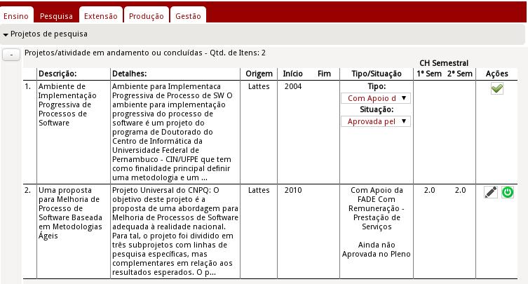 3.6. Aba Pesquisa 3.6.1. Esta aba só aparecerá para os docentes listados no tópico 3.2.3 deste manual.