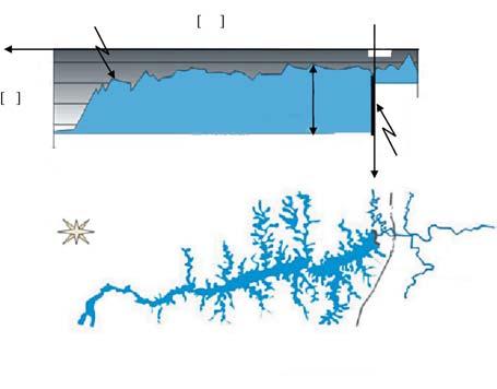 Texto para as questões 11 e 1. A figura abaixo ilustra um corte longitudinal da região mais profunda do reservatório da usina hidrelétrica de Itaipu e sua localização no Rio Paraná.
