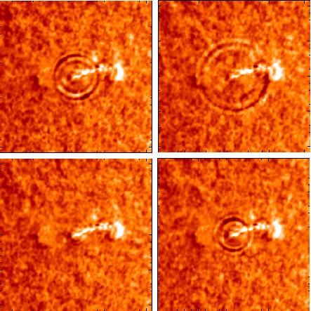 29 Tremor solar observado após um clarão ocorrido em 06/07/96. As ondas sísmicas se propagaram por mais de 100.000 km.