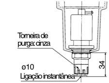 Série 10 a 60 Dimensões Acessórios D: Com purga automática (mod N.A.) C: Com purga automática (mod N.F.) Não está disponível o modelo N.F. para 60.