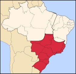 Centro - Sul Abrange os estados das regiões Sul e Sudeste brasileiros (com exceção do norte de Minas Gerais), além dos estados de Mato Grosso do Sul, Goiás, sul do Tocantins e do Mato Grosso, e o
