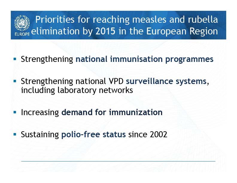 Reforçar os programas de vacinação nacionais Reforçar a vigilância