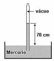 13) Na reprodução da experiência de Torricelli em um determinado dia, em Curitiba, o líquido manométrico utilizado foi o mercúrio, cuja densidade é 13,6 g/cm 3, tendo-se obtido uma coluna com altura