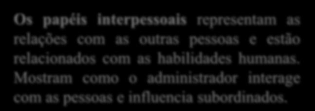 PAPÉIS INTERPESSOAIS Os papéis interpessoais representam as relações com as outras pessoas e estão