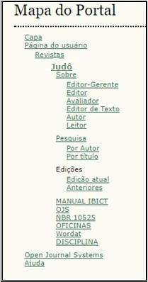 11 Imagem: Mapa do Porta l Fonte: http://oficinas.incubadora.ufsc.br/index.php/joaopenedo/about/sitemap 5.4 Sobre este sistema de publicação A revista usa o Open Journal Systems (OJS 2.4.7.