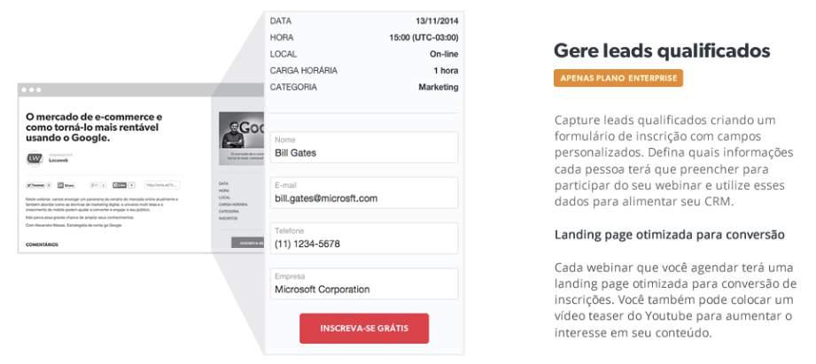 Soluções para: Ações de marketing, branding e captação de leads Transmissões públicas; Escolha os campos obrigatórios para inscrição (Inscrição customizada); Saiba quem tem