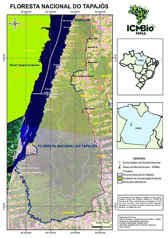 FIGURA 1. Delimitação espacial da Floresta Nacional do Tapajós Fonte: ICMBio, (2010).
