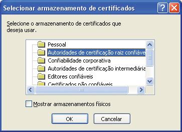 Recursos de segurança g Escolha Autoridades de certificação raiz confiáveis e clique em OK. h Clique em Avançar.