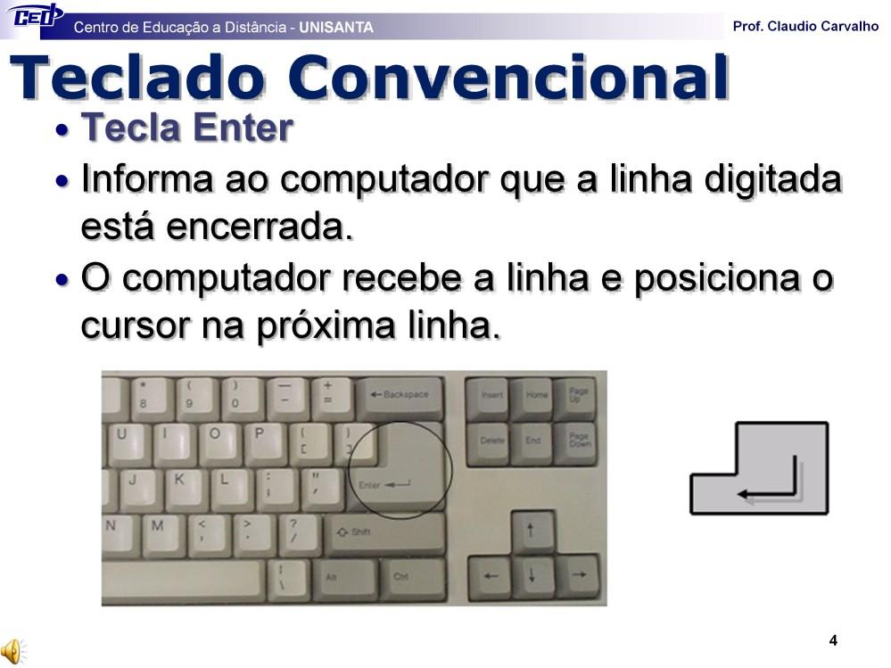 É importante observar que em um editor de textos, só se deve digitar a tecla Enter no final do parágrafo, pois, mesmo que o cursor chegue ao final da linha o editor automaticamente colocará a nova