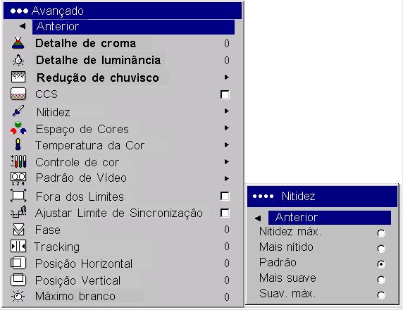 Selecione Desligado para não ter redução de chuviscos, Auto para que o software determine a quantidade de redução de chuviscos, ou selecione Manual e ajuste o Nível.