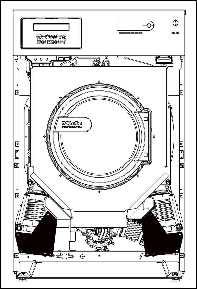 Instalação e ligação Montagem sobre uma base Para a montagem sobre uma base, a máquina de lavar roupa tem de ser fixa a uma estrutura de apoio ou base de betão.