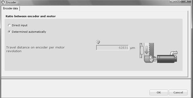 Para a emulação do ramo de acionamento, selecionar os ícones necessários no menu [Unit pool] e arraste-os para a linha "Travel distance".