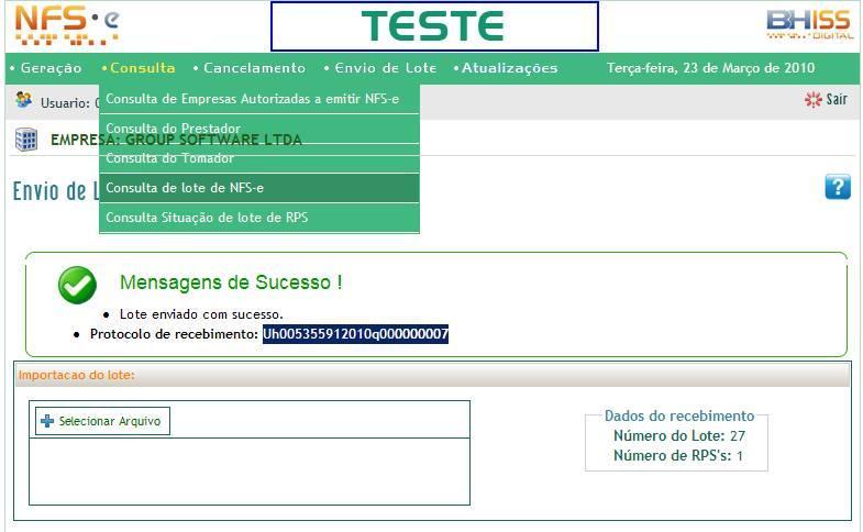 10. Informe o número do protocolo de recebimento para verificar o