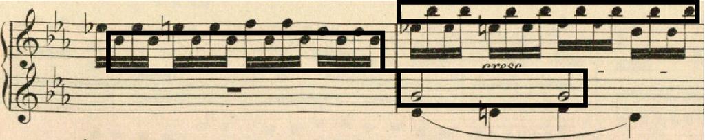 Zauberflöte (figura 34) com o excerto da sonata (figura 35), podemos observar que ambos se assemelham. Em ambos os exemplos abaixo há a manutenção de uma nota pedal e a movimentação da voz inferior.