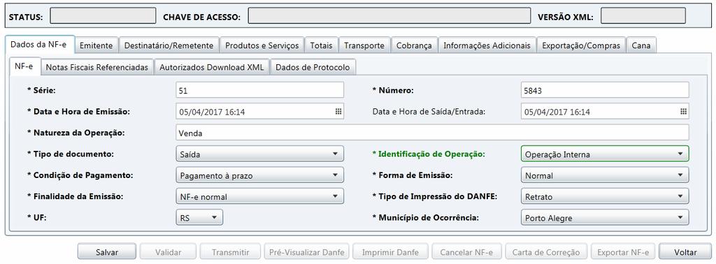 25 8.2 Emitindo uma Nova NF-e (Aba Emitente) A empresa cadastrada no Cadastro do Emitente terá seus dados automaticamente preenchidos nesta aba.