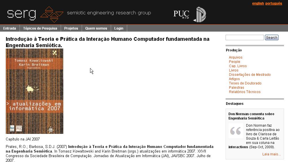 IHC no DI da PUC-Rio <=> Engenharia Semiótica 4 Disponível para você baixar e