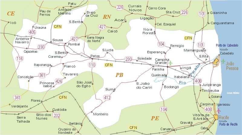 55 LACERDA ET AL. FIGURA 1 - Mapa do Estado da Paraíba com a localização das áreas de estudo. FIGURE 1 - Map of State of Paraíba with studied areas localization.