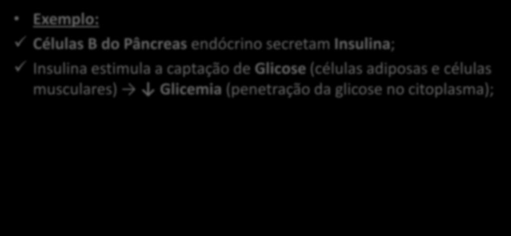 1. Comunicação Endócrina Exemplo: Células B do Pâncreas endócrino