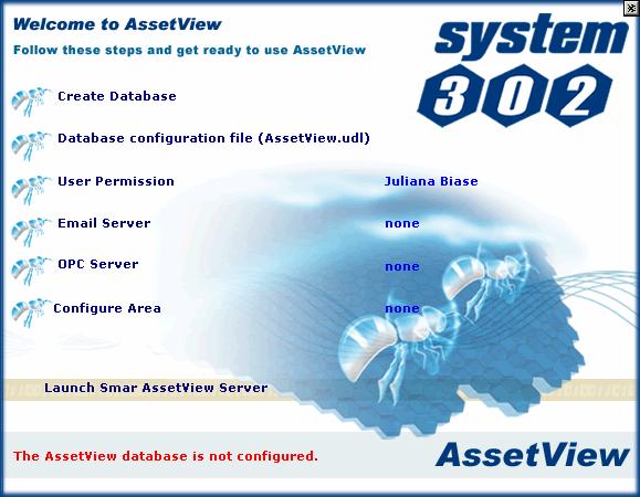 AssetView 4.2 - Manual do Usuário OBSERVAÇÃO Ao executar o AssetView Server pela primeira vez, a tela de abertura do AssetView aparecerá para guiar o usuário durante a configuração do sistema.