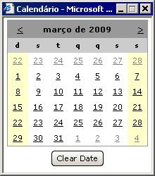 diálogo e selecionar a data diretamente pelo calendário. Figura 8.16. Calendário Interativo 2.
