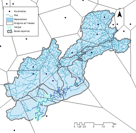 Figura 4. Polígono de Thiessen para a bacia do Rio Itapanhaú. 3.2 