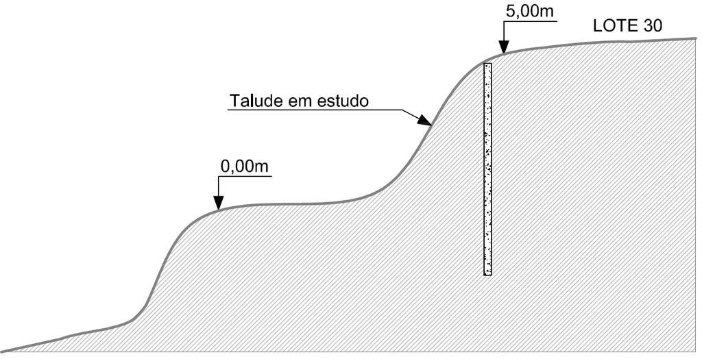 Este talude receberá ainda uma sobrecarga no terrapleno de 1,0tfm 2. A Figura 02 apresenta o perfil topográfico representativo do terreno em estudo.