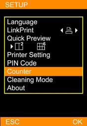 06 A opção Counter (Contador) * Escolha o menu SETUP (Configurar) e prima [OK] (OK) para continuar.