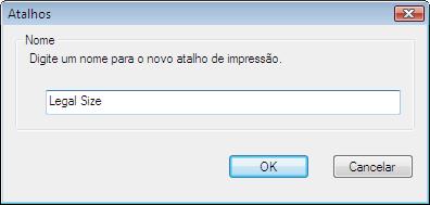 7. Digite um nome para o atalho e clique no botão OK. 8. Clique no botão OK para fechar a caixa de diálogo Propriedades do documento.